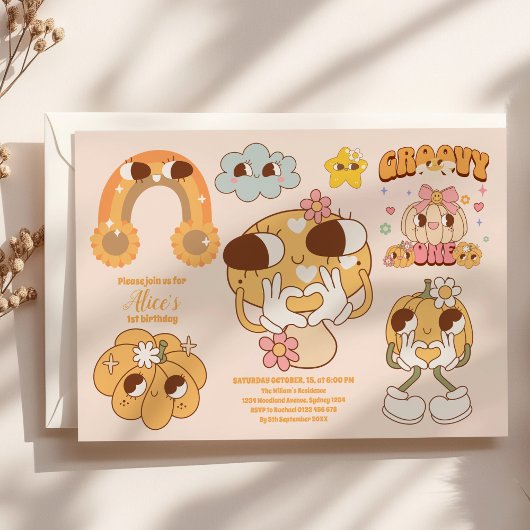 グルーヴィワンボホデイジー1st誕生日パーティー 招待状