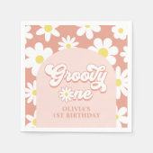 グルーヴィワンボホレトロデイジー1st誕生日パーティー スタンダードカクテルナプキン (正面)