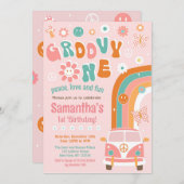 グルーヴィワンボホレトロ1st誕生日招待状 招待状 (正面/裏面)