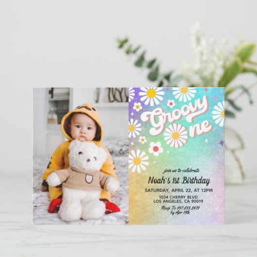 グルーヴィワンポートレート1st誕生日招待状 招待状 (スタンド正面)