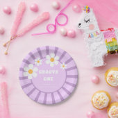 グルーヴィワンレトロサンシャインガール第2誕生日 ペーパープレート (パーティー)