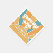 グルーヴィワンレトロサンシャインボーイファースト誕生日紙 スタンダードカクテルナプキン (角)