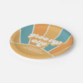 グルーヴィワンレトロサンシャインボーイファースト誕生日 ペーパープレート (アングル)