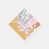 グルーヴィワンレトロサンシャインレインボーデイジー スタンダードカクテルナプキン (角)