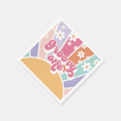 グルーヴィワンレトロサンシャインレインボーデイジー スタンダードカクテルナプキン (角)