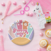 グルーヴィワンレトロサンシャインレインボーデイジー ペーパープレート (パーティー)