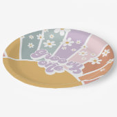 グルーヴィワンレトロサンシャインレインボーデイジー ペーパープレート (アングル)