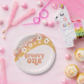 グルーヴィワンレトロデイジーボホレインボー紙プレート ペーパープレート (パーティー)