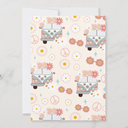 グルーヴィワンレトロデイジーレインボーファースト誕生日 招待状 (裏面)