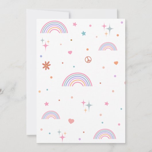 グルーヴィワンレトロデイジーレインボーファースト誕生日 招待状 (裏面)