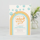 グルーヴィワンレトロボーイファースト誕生日招待状 招待状 (スタンド正面)