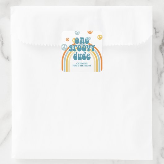 グルーヴィワンレトロボーイファースト誕生日 スクエアシール (バッグ)