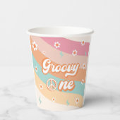 グルーヴィワンレトロレインボーデイジーバースデーパーティー 紙コップ (裏面)