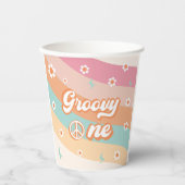 グルーヴィワンレトロレインボーデイジーバースデーパーティー 紙コップ (正面)