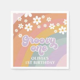 グルーヴィワンレトロレインボー スタンダードカクテルナプキン