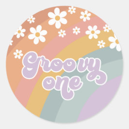 グルーヴィワンレトロレインボー ラウンドシール