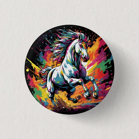 グルーヴィンテージ競走馬ポップアート 缶バッジ (正面)