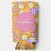 グルーヴィヴィンテージオレンジフローラブライダルシャワーカスタム スリム缶クーラー (正面)