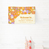 グルーヴィヴィンテージオレンジフローラブライダルシャワーカスタム 横断幕 (インサイチュ)