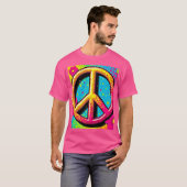 グルーヴィーな平和のフラワーパワー Tシャツ (正面フル)