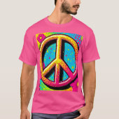 グルーヴィーな平和のフラワーパワー Tシャツ (正面)