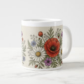 グルーヴィーな野の花の草原 ジャンボマグ ジャンボコーヒーマグカップ (正面右)