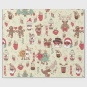 グルーヴィークリスマスブラックサンタトナカイ雪だるま ラッピングペーパー (フラット)