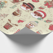 グルーヴィークリスマスブラックサンタトナカイ雪だるま ラッピングペーパー (角)