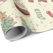 グルーヴィークリスマスブラックサンタトナカイ雪だるま ラッピングペーパー (ロールコーナー)