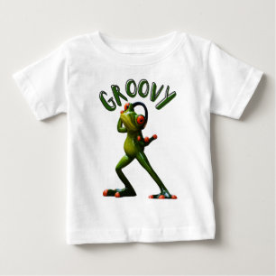 グルーヴィーグリーンカエル ベビーTシャツ