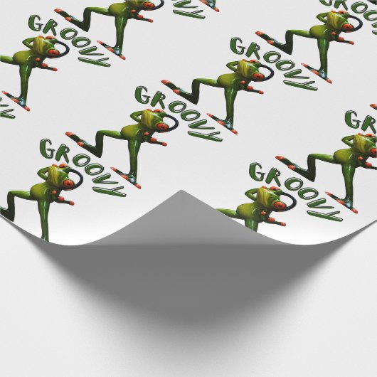 グルーヴィーグリーンカエル ラッピングペーパー (角)