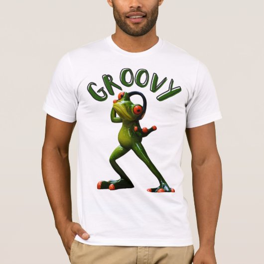 グルーヴィーグリーンカエル Tシャツ (正面)