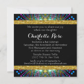 グルーヴィーグローブラックライトバルミツワー招待状 招待状 (裏面)