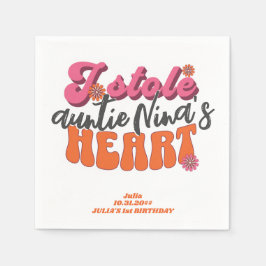 グルーヴィーストールハート生まれたばかりのベビーレトロガール スタンダードカクテルナプキン