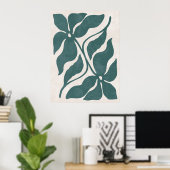 グルーヴィーダスティブルー抽象芸術フラワーウォールアート ポスター (ホームオフィス)