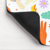 グルーヴィーヒッピートリップ(幻覚体験)のようなレトロフラワービファンキーーブ マウスパッド (コーナー)