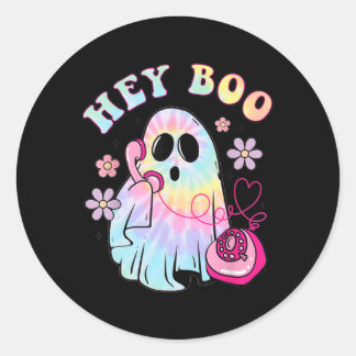 グルーヴィーヘイBooかわいい幽霊面白いハロウィーンガールズwo ラウンドシール