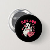 グルーヴィーヘイBooかわいい幽霊面白いハロウィーンメンズウォム 缶バッジ (正面&裏面)