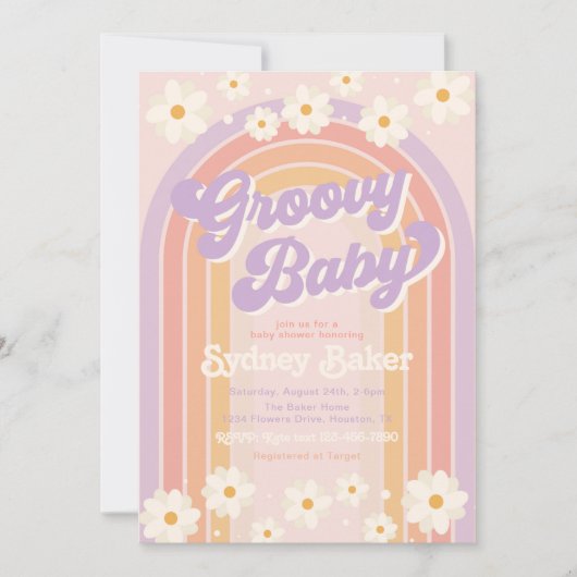 グルーヴィーベビーシャワー招待状 |赤ちゃんシャワー 招待状 (正面)