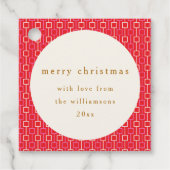 グルーヴィーレッドピンクレトロかわいい名前をカスタムするクリスマス フェイバータグ (正面)