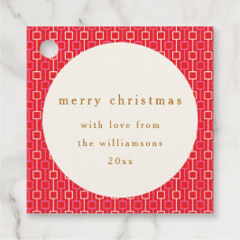 グルーヴィーレッドピンクレトロかわいい名前をカスタムするクリスマス フェイバータグ