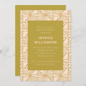 グルーヴィーレトロチャートルーズボタニカルブライダルシャワー 招待状 (正面/裏面)