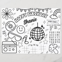 グルーヴィーレトロディスコ誕生日ぬりえアクティビティページ