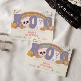 グルーヴィ不気味ハロウィーン幽霊ガールズ誕生日 招待状