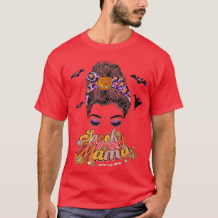 グルーヴィ不気味ワンのママMessy Bun女性魔女ママH Tシャツ
