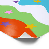 グルーヴィ天ストライプはっきりしたカラフル抽象芸術 ポスター (コーナー)