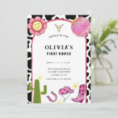 グルーヴィ女性のカーボーイディスコロデオピンクヒッピー招待状 招待状 (スタンド正面)