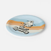 グルーヴィ幽霊レトロハロウィンツ不気味ブルー ペーパープレート (アングル)