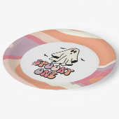 グルーヴィ幽霊レトロハロウィン不気味ワン誕生日 ペーパープレート (アングル)