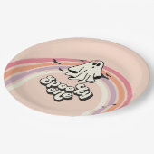 グルーヴィ幽霊レトロハロウィン不気味ワン誕生日 ペーパープレート (アングル)